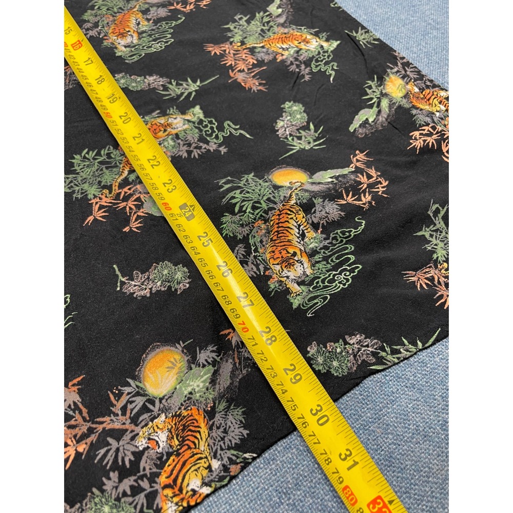 Carbon Mens Tiger Bamboo Print Short Sleeve Button Down Shirt Black Large - Picture 6 of 6